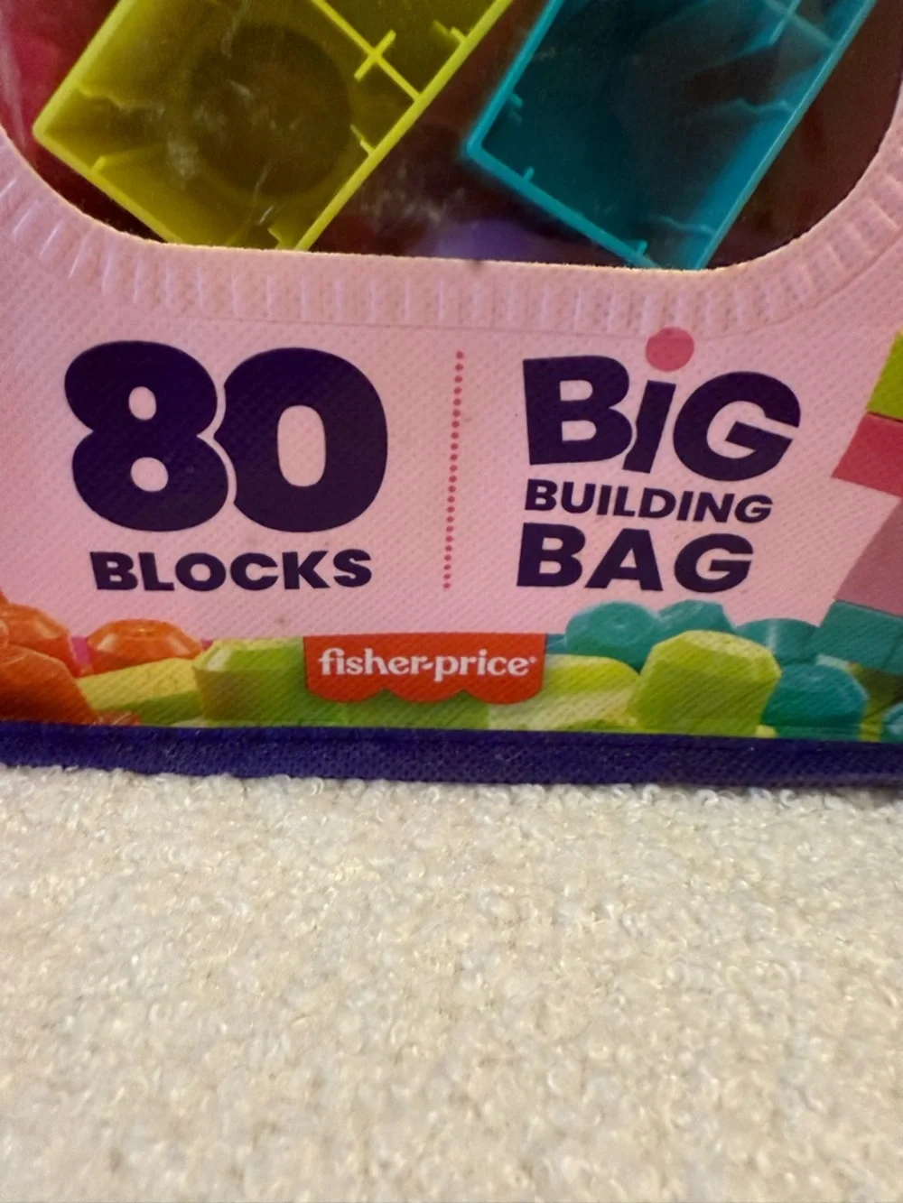 Fisher-Price Mega Bloks Pink Multicolor 80-Piece Building Bag